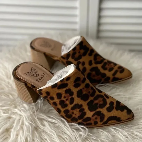 Leopard high heel mules size 6