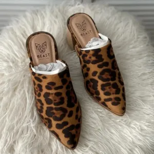 Leopard high heel mules size 6