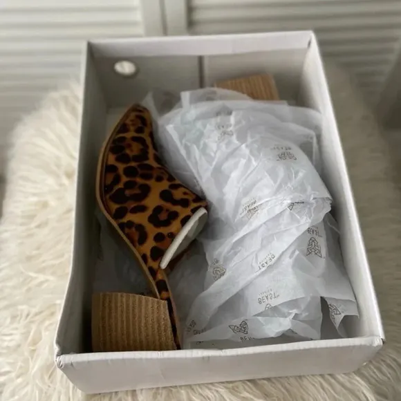Leopard high heel mules size 6