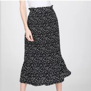 Leopard Midi Skirt Black White Pleated Stretch