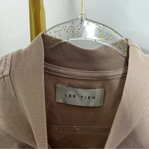Les Tien Heavyweight cotton Mock neck tee in Mauve Size Medium