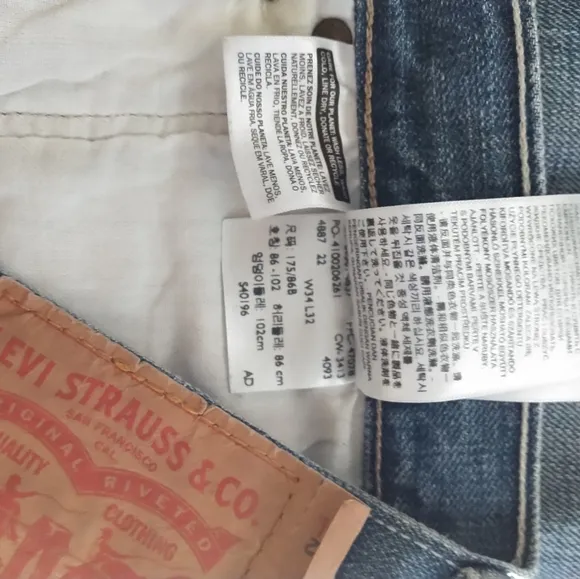 Levi's 501 Original Fit Straight Leg Button Fly Jeans 34 x 32