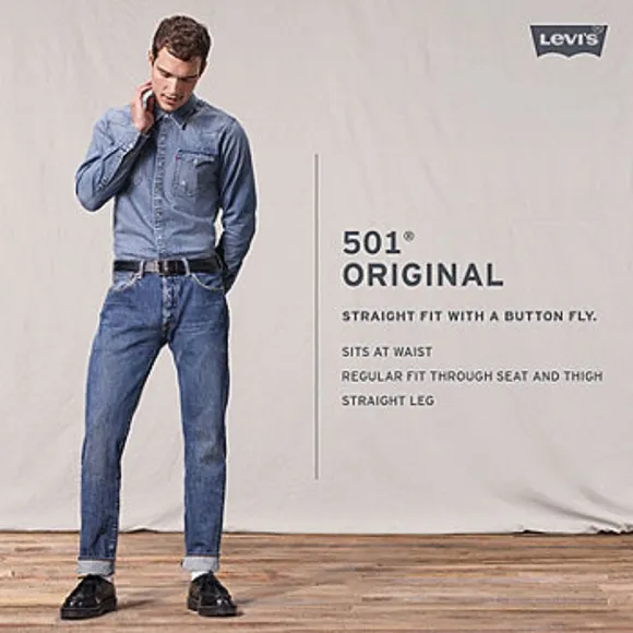Levi's 501 Original Fit Straight Leg Button Fly Jeans 34 x 32
