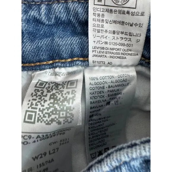 Levis Button Fly high waisted notch Mom jeans blue sz 29x27 retro