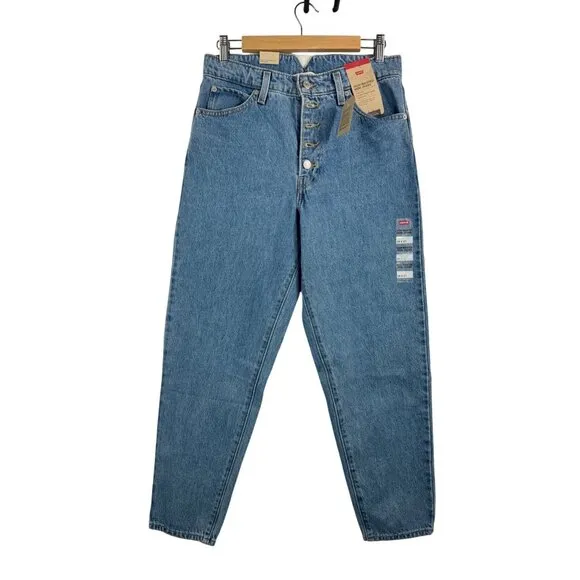 Levis Button Fly high waisted notch Mom jeans blue sz 29x27 retro
