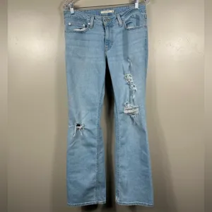 LEVI’S WOMEN’S SUPERLOW BOOTCUT DISTRESSED JEANS LIGHT INDIGO SIZE 30x30