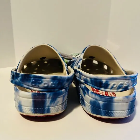 Levis X Crocs Classic Clog Blue Tie Dye Men's 12 Levi Strauss Peace Love Charms