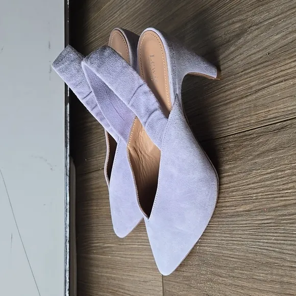 Lewit Marta Suede Slingback Pointed Toe Heels