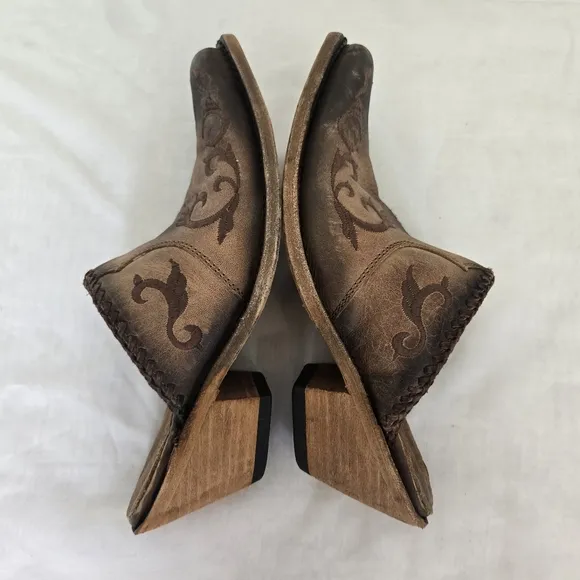 Liberty Black Western Cowboy Brown Toscano Mules, 9