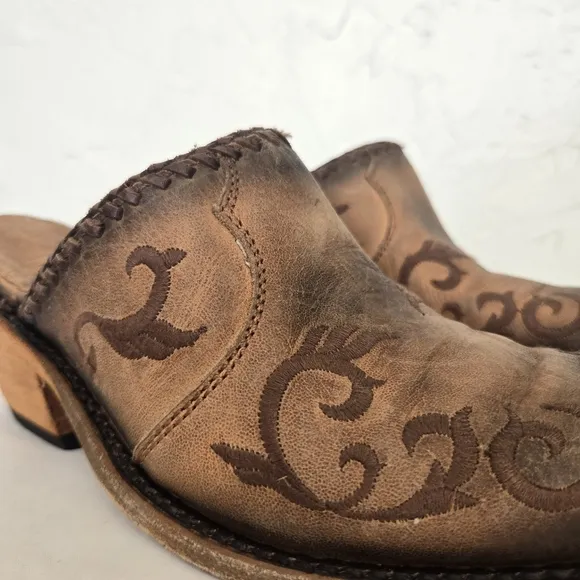 Liberty Black Western Cowboy Brown Toscano Mules, 9