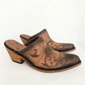 Liberty Black Western Cowboy Brown Toscano Mules, 9