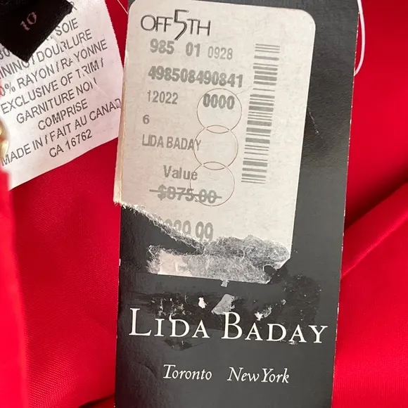 Lida Baday (875.00) Size 6 Woman's Red Silk Pocketed Shift Cocktail Slip Dress