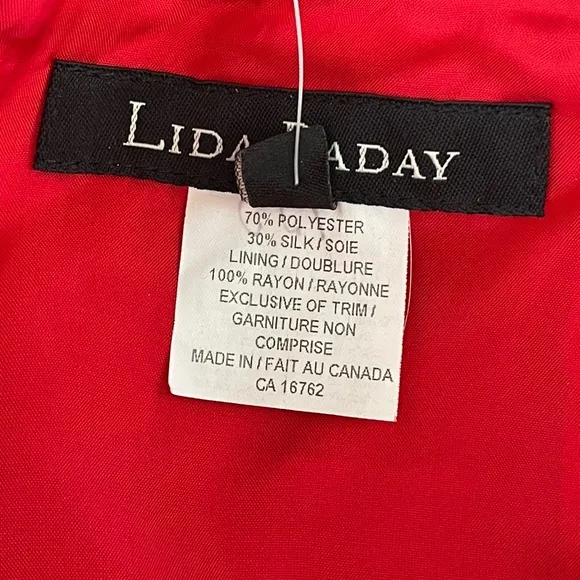 Lida Baday (875.00) Size 6 Woman's Red Silk Pocketed Shift Cocktail Slip Dress