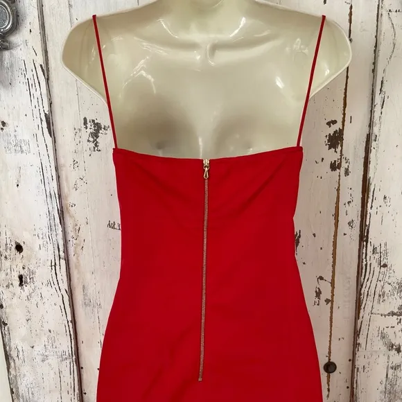 Lida Baday (875.00) Size 6 Woman's Red Silk Pocketed Shift Cocktail Slip Dress