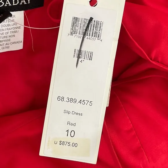 Lida Baday (875.00) Size 6 Woman's Red Silk Pocketed Shift Cocktail Slip Dress