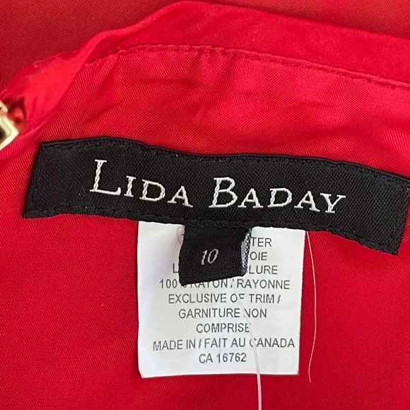 Lida Baday (875.00) Size 6 Woman's Red Silk Pocketed Shift Cocktail Slip Dress