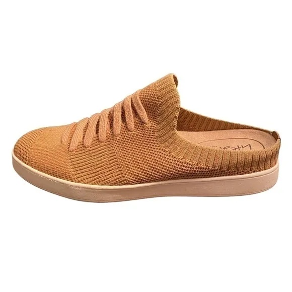 Lifestride Ease Women's Slip On Mule Sneaker in Camel 8 Wide Washable Knit New