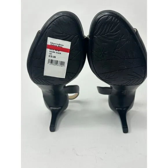 LifeStride Women's Teller 2 Slingback Peep Toe Pumps Heels Black Size 6M  NWT