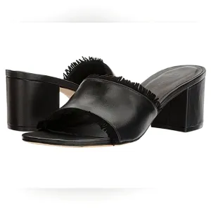 Like New Bernardo Icons Genuine Leather Blane 1 Fringed Block Heel Mules Size 9