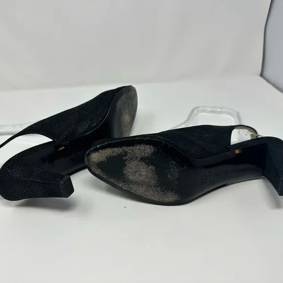 Like New Bruno Magli Black Embossed Slingback heels