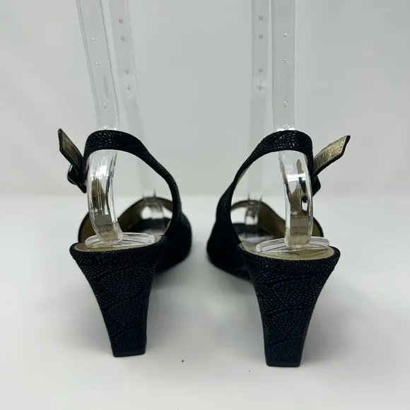 Like New Bruno Magli Black Embossed Slingback heels