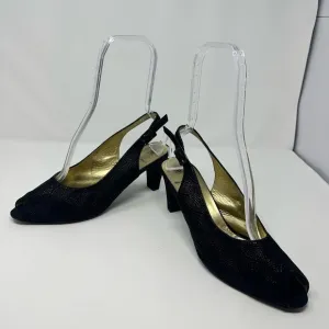 Like New Bruno Magli Black Embossed Slingback heels