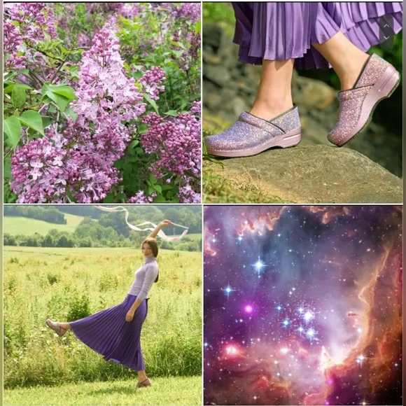 Lilac Dansko Glitter Pro Clogs Lavender Sparkle Fairycore Boho Bling Festival 💜
