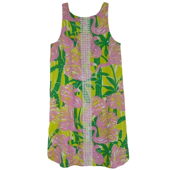 Lilly Pulitzer Sleeveless Dress Flamingo Pink Green Size XL 14-16