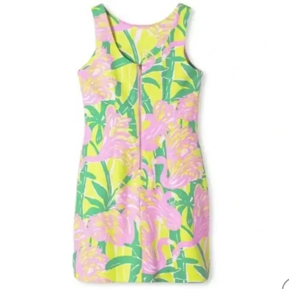 Lilly Pulitzer Sleeveless Dress Flamingo Pink Green Size XL 14-16