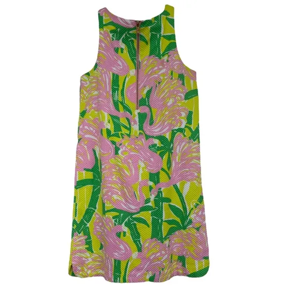 Lilly Pulitzer Sleeveless Dress Flamingo Pink Green Size XL 14-16