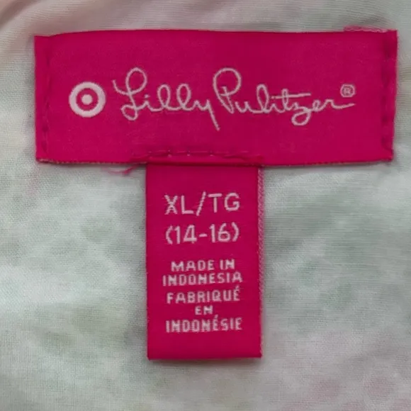 Lilly Pulitzer Sleeveless Dress Flamingo Pink Green Size XL 14-16