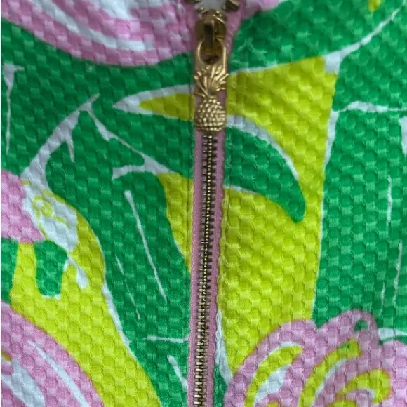 Lilly Pulitzer Sleeveless Dress Flamingo Pink Green Size XL 14-16