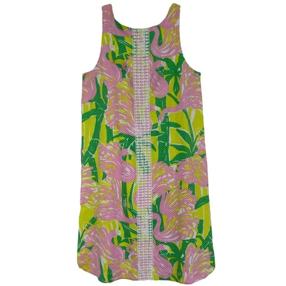 Lilly Pulitzer Sleeveless Dress Flamingo Pink Green Size XL 14-16
