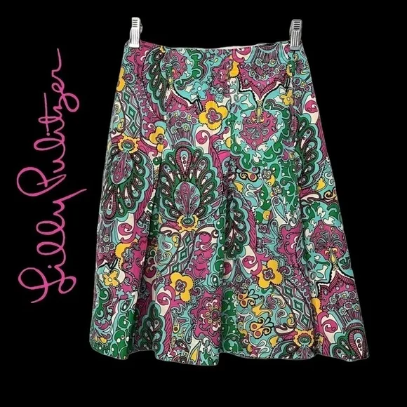 LILLY PULITZER VINTAGE SKIRT SZ.10 EUC, SILK &amp; COTTON BLEND, FULLY LINED