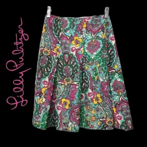 LILLY PULITZER VINTAGE SKIRT SZ.10 EUC, SILK &amp; COTTON BLEND, FULLY LINED