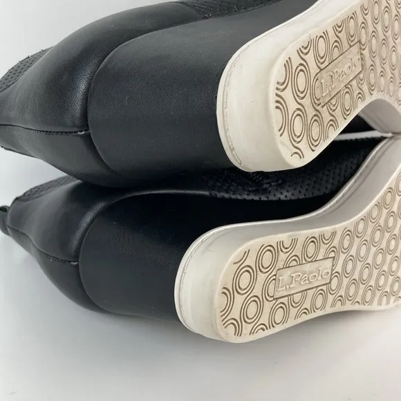 Linea Paolo Felicia Black Perforated Leather Wedge Sneaker, Size 8