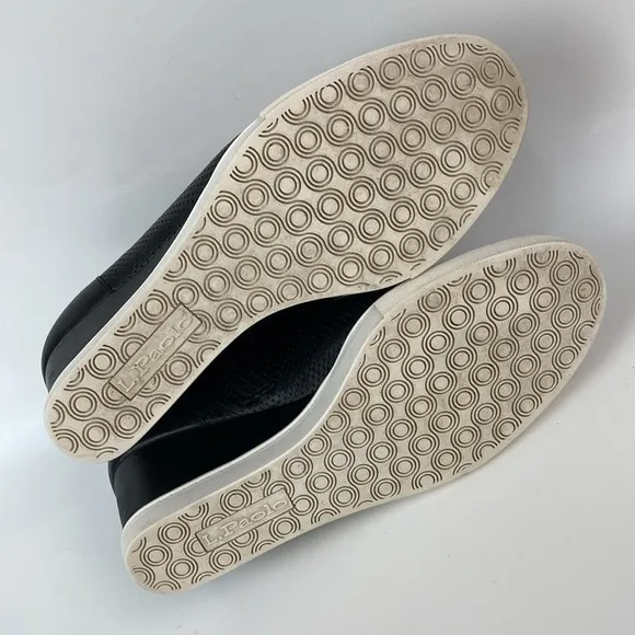 Linea Paolo Felicia Black Perforated Leather Wedge Sneaker, Size 8