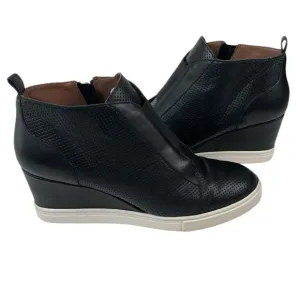 Linea Paolo Felicia Black Perforated Leather Wedge Sneaker, Size 8