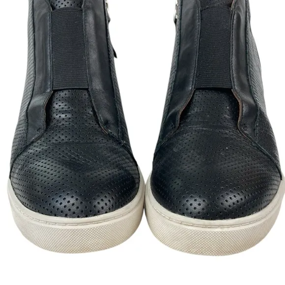 Linea Paolo Felicia Black Perforated Leather Wedge Sneaker, Size 8