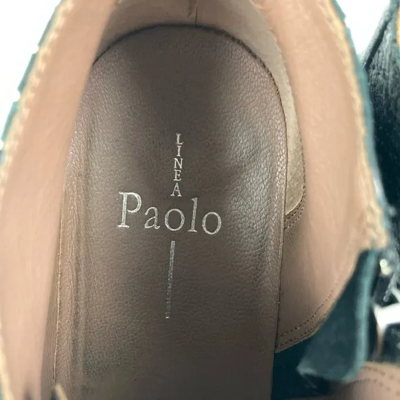 Linea Paolo Felicia Black Perforated Leather Wedge Sneaker, Size 8