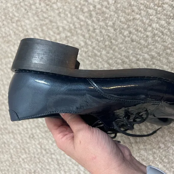 l’intervalle oxfords lace up blue black silver studded size 40 pointed toe