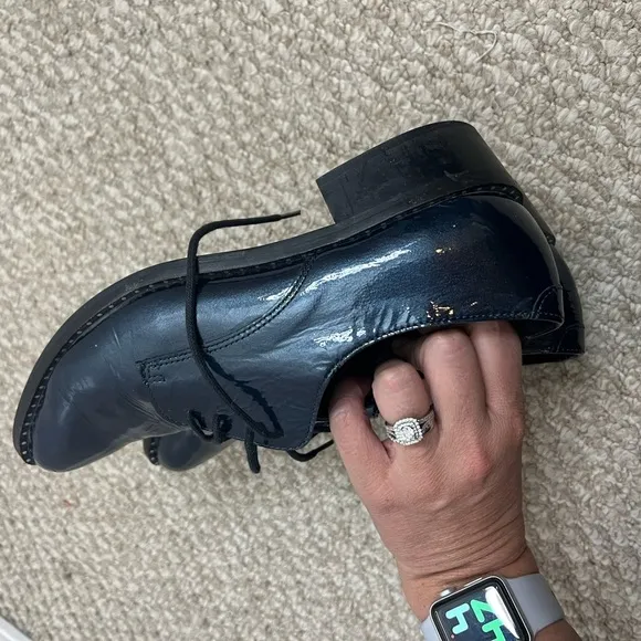 l’intervalle oxfords lace up blue black silver studded size 40 pointed toe