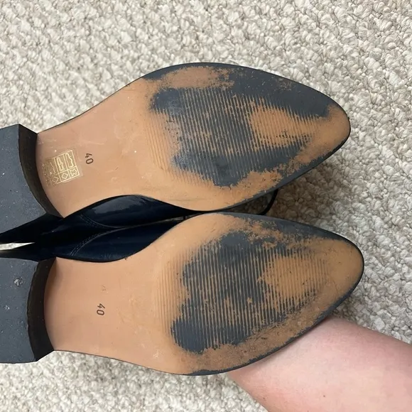 l’intervalle oxfords lace up blue black silver studded size 40 pointed toe