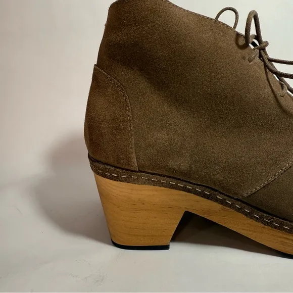 Lisa b. Mushroom Suede Leather Platform Clogs Ankle Booties