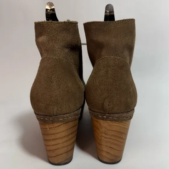 Lisa b. Mushroom Suede Leather Platform Clogs Ankle Booties