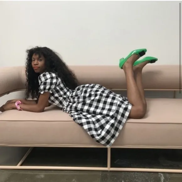LISA SAYS GAH X GARMENTORY TOPANGA MIDI DRESS - BLACK/WHITE GINGHAM