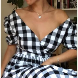 LISA SAYS GAH X GARMENTORY TOPANGA MIDI DRESS - BLACK/WHITE GINGHAM