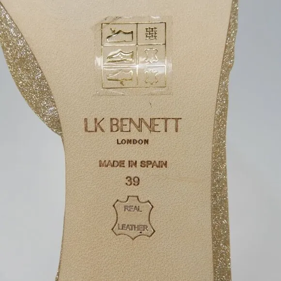L.K. BENNETT Hazel D'Orsay Courts Pumps Kitten Heels 9 39 Champagne Glitter NEW