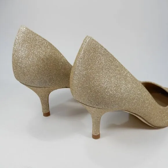 L.K. BENNETT Hazel D'Orsay Courts Pumps Kitten Heels 9 39 Champagne Glitter NEW