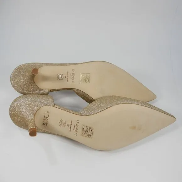 L.K. BENNETT Hazel D'Orsay Courts Pumps Kitten Heels 9 39 Champagne Glitter NEW